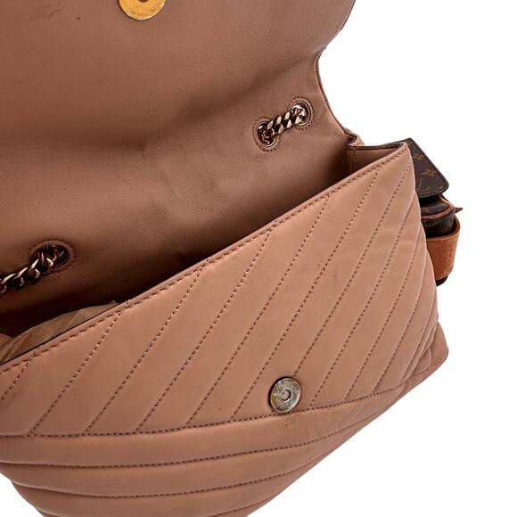 Tory Burch Beige Chevron Convertible Leather Kira Shoulder Bag - Picture 6 of 10